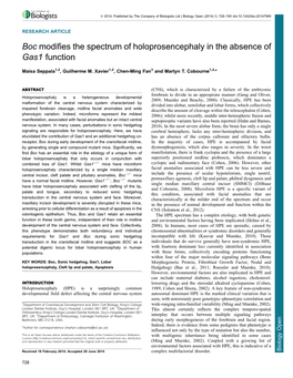 Boc Modifies the Spectrum of Holoprosencephaly in the Absence of Gas1 Function