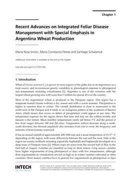 Recent Advances on Integrated Foliar Disease Management with Special Emphasis in Argentina Wheat Production