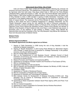 1 INDIA-SAUDI BILATERAL RELATIONS India and Saudi