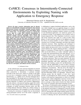 Conice: Consensus in Intermittently-Connected Environments by Exploiting Naming with Application to Emergency Response