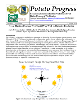 Potato Progress Research & Extension for the Potato Industry of Idaho, Oregon, & Washington Andrew Jensen, Editor