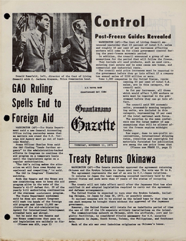 Guantanamo Gazette Thursday, November 11, 1971 9 GAZETTEER AID- O -E : Ish Work on a New Regular Aid Bill by Monday