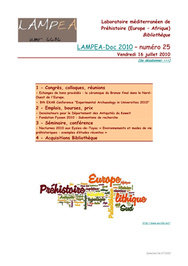 LAMPEA-Doc 2010 – Numéro 25 Vendredi 16 Juillet 2010 [Se Désabonner >>>]
