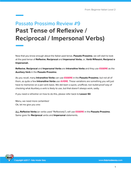 Past Tense of Reflexive / Reciprocal / Impersonal Verbs)