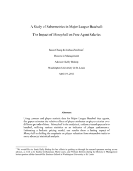 A Study of Sabermetrics in Major League Baseball: The