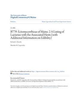 Ectomycorrhizae of Maine. 2 a Listing of Lactarius with the Associated Hosts (With Additional Information on Edibility) Richard L