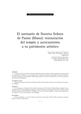 El Santuario De Nuestra Señora De Pastur (Illano): Restauración Del Templo Y Acercamiento a Su Patrimonio Artístico