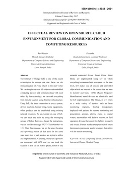 Effectual Review on Open Source Cloud Environment for Global Communication and Computing Resources