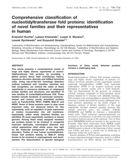 Comprehensive Classification of Nucleotidyltransferase Fold Proteins