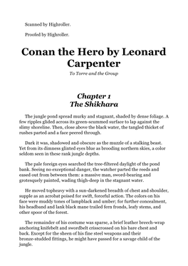 Conan the Hero by Leonard Carpenter to Torre and the Group