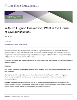 With No Lugano Convention, What Is the Future of Civil Jurisdiction?