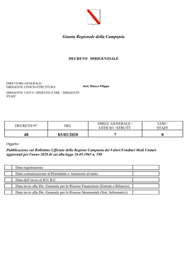 Giunta Regionale Della Campania 48 03/03/2020