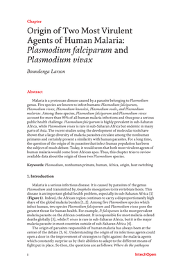 Plasmodium Falciparum and Plasmodium Vivax Boundenga Larson