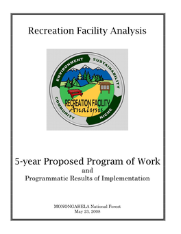 Recreation Facility Analysis 5-Year Proposed Program of Work