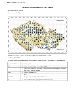 1 Distribution of Arctium Lappa in the Czech Republic