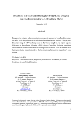 Evidence from the UK Broadband Market