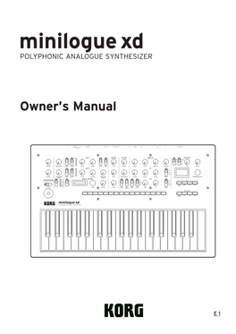 Minilogue Xd Owner's Manual