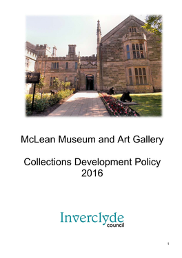 Mclean Museum and Art Gallery Collections Development Policy 2016