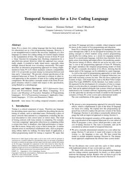 Temporal Semantics for a Live Coding Language