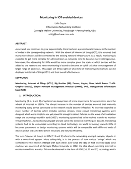 Monitoring in IOT Enabled Devices