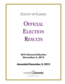 2012 General Election November 6, 2012