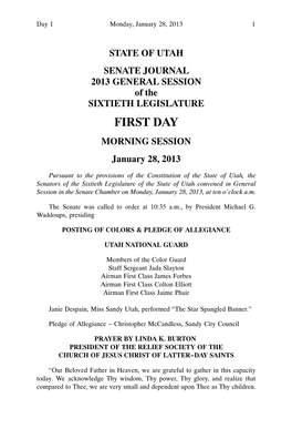 FIRST DAY MORNING SESSION January 28, 2013