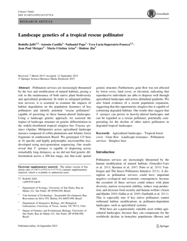 Landscape Genetics of a Tropical Rescue Pollinator