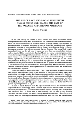 The Japanese and African Americans David Wright