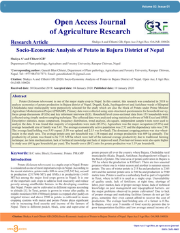 Open Access Journal of Agriculture Research