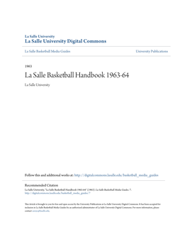La Salle Basketball Handbook 1963-64 La Salle University