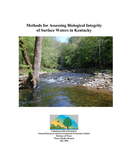 Methods for Assessing Biological Integrity of Surface Waters in Kentucky