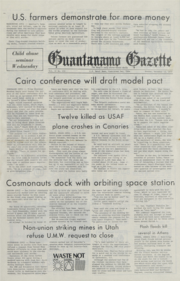Cairo Conference Will Draft Model Pact Cosmonauts Dock with Orbiting