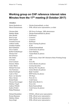 Minutes for 17Th Meeting 24 October 2017