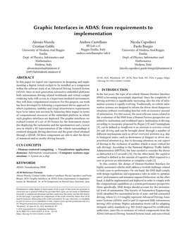 Graphic Interfaces in ADAS: from Requirements to Implementation