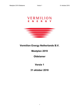 Vermilion Energy Netherlands B.V. Meetplan 2019 Oldelamer Versie 1