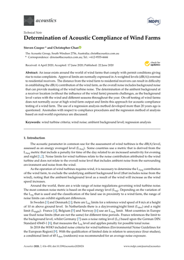 Determination of Acoustic Compliance of Wind Farms