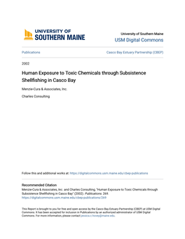 Human Exposure to Toxic Chemicals Through Subsistence Shellfishing in Casco Bay