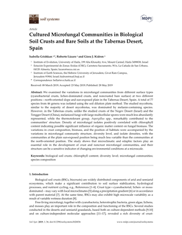 Cultured Microfungal Communities in Biological Soil Crusts and Bare Soils at the Tabernas Desert, Spain