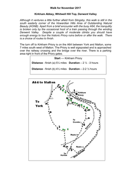 Walk for November 2017 Kirkham Abbey, Whitwell Hill Top, Derwent