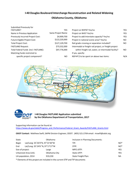 I-40 Douglas Boulevard Interchange Reconstruction and Related Widening Oklahoma County, Oklahoma