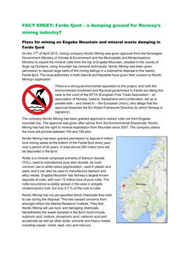 Førde Fjord – a Dumping Ground for Norway’S Mining Industry?