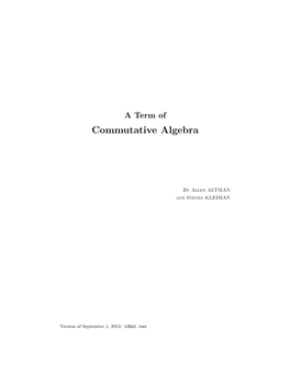 Commutative Algebra