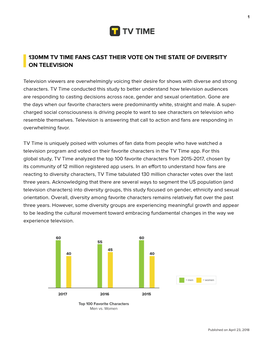 130Mm Tv Time Fans Cast Their Vote on the State of Diversity on Television