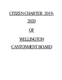 Citizen Charter 2019- 2020 of Wellington Cantonment