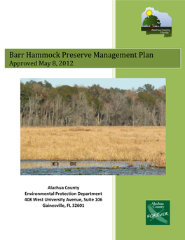 Barr Hammock Preserve Management Plan Approved May 8, 2012