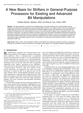 A New Basis for Shifters in General-Purpose Processors for Existing and Advanced Bit Manipulations