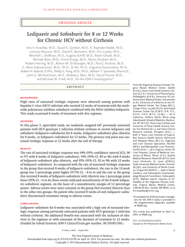 Ledipasvir and Sofosbuvir for 8 Or 12 Weeks for Chronic HCV Without Cirrhosis Kris V