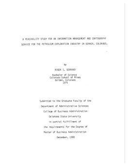 A Feasibility Study for an Information Mj\Nagement and Cartography Service for the Petroleum Exploration Industry in Denver, Colorado