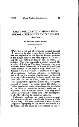 Early Diplomatic Missions from Buenos Aires to the United States 1811-1824