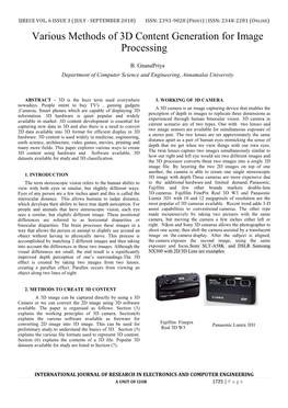 Various Methods of 3D Content Generation for Image Processing